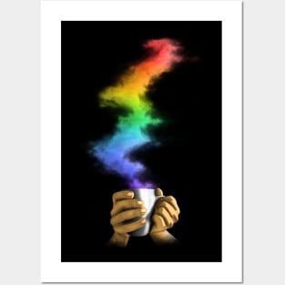 Cup with fables rainbow steam Posters and Art